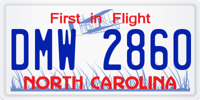 NC license plate DMW2860