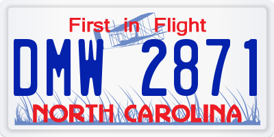 NC license plate DMW2871