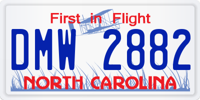 NC license plate DMW2882