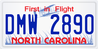 NC license plate DMW2890