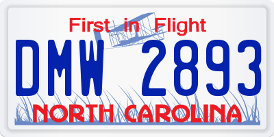 NC license plate DMW2893