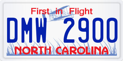 NC license plate DMW2900