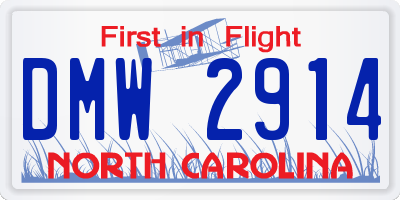 NC license plate DMW2914