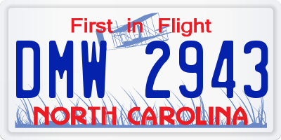 NC license plate DMW2943