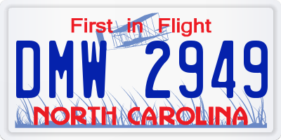 NC license plate DMW2949