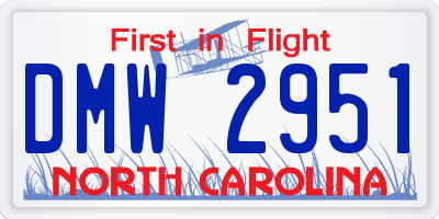 NC license plate DMW2951