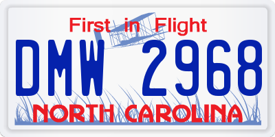NC license plate DMW2968