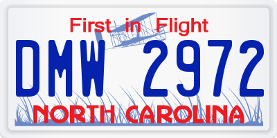 NC license plate DMW2972