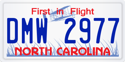NC license plate DMW2977