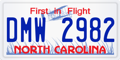 NC license plate DMW2982