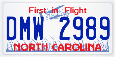NC license plate DMW2989