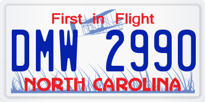 NC license plate DMW2990