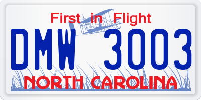 NC license plate DMW3003