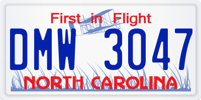 NC license plate DMW3047
