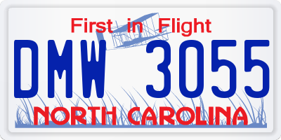NC license plate DMW3055