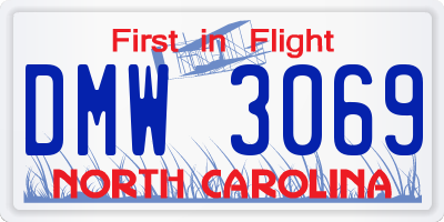 NC license plate DMW3069
