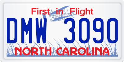 NC license plate DMW3090