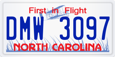 NC license plate DMW3097