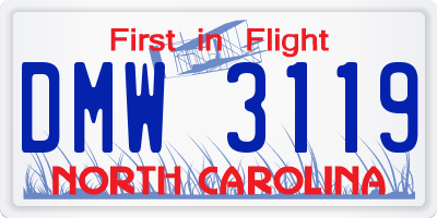 NC license plate DMW3119