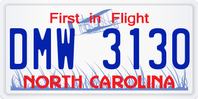 NC license plate DMW3130