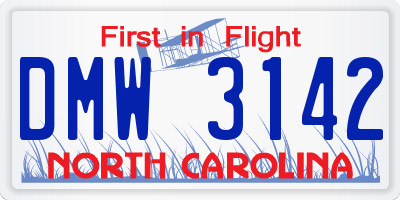 NC license plate DMW3142