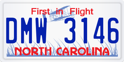 NC license plate DMW3146