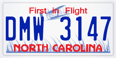 NC license plate DMW3147