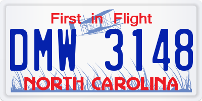 NC license plate DMW3148