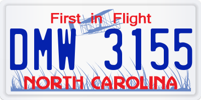 NC license plate DMW3155