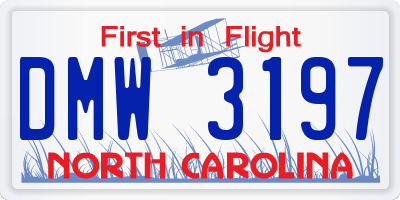 NC license plate DMW3197