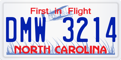 NC license plate DMW3214