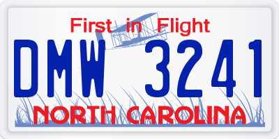 NC license plate DMW3241