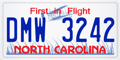 NC license plate DMW3242