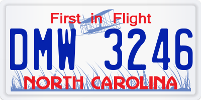NC license plate DMW3246