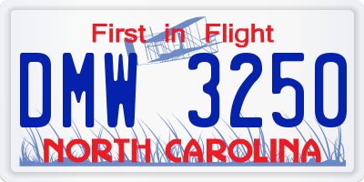 NC license plate DMW3250
