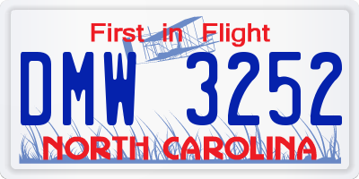 NC license plate DMW3252