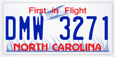 NC license plate DMW3271