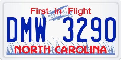 NC license plate DMW3290