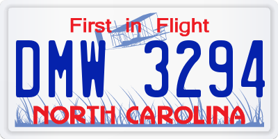 NC license plate DMW3294