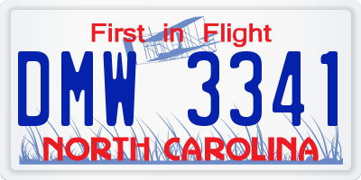 NC license plate DMW3341