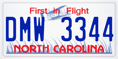 NC license plate DMW3344