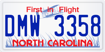 NC license plate DMW3358