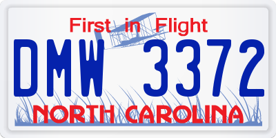 NC license plate DMW3372