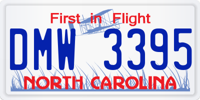 NC license plate DMW3395