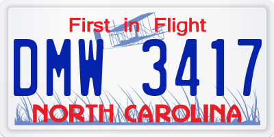 NC license plate DMW3417