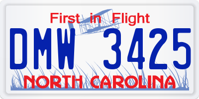 NC license plate DMW3425