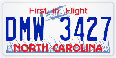 NC license plate DMW3427