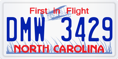NC license plate DMW3429