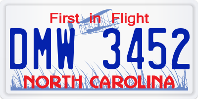 NC license plate DMW3452