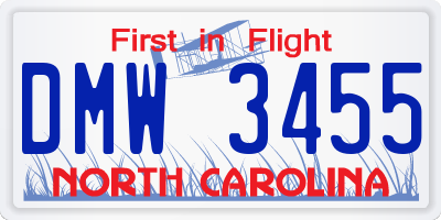 NC license plate DMW3455